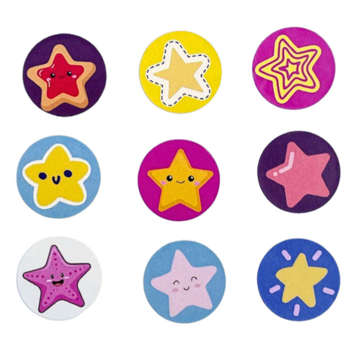 Star Stickers — 540 circle stickers — 19.7mm wide — 5 x A4 sheets (108 stickers per sheet)