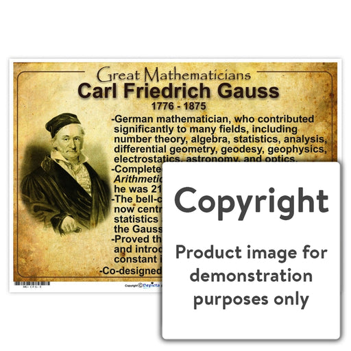 Great Mathematicians: Carl Friedrich Gauss Wall Charts And Posters