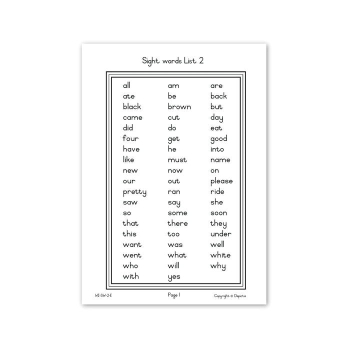 My Sight Words Workbook — Level 2 of 5