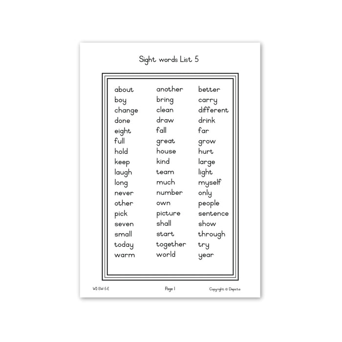 My Sight Words Workbook — Level 5 of 5