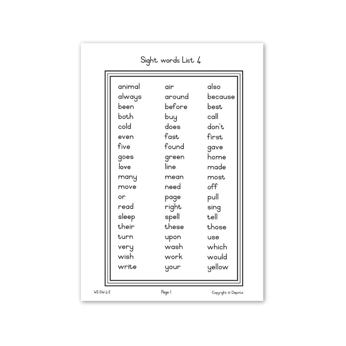 My Sight Words Workbook — Level 4 of 5