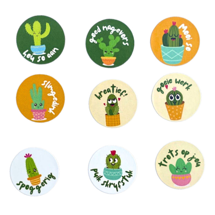 Kaktus Afrikaanse Plakkers — 540 circle stickers — 19.7mm wide — 5 x A4 sheets (108 stickers per sheet)