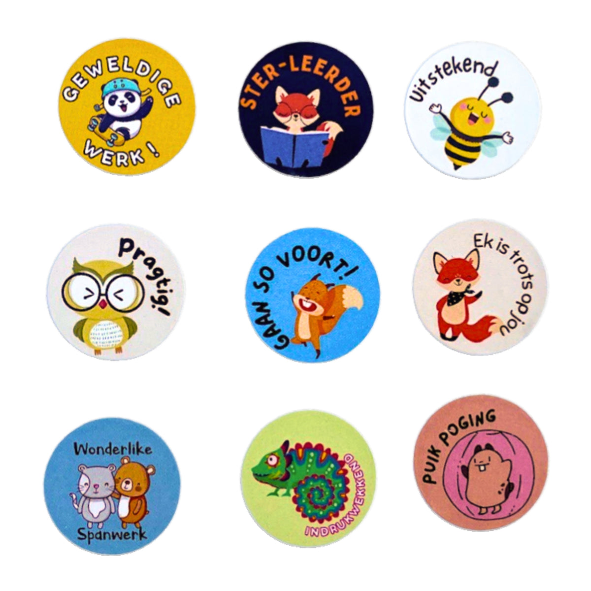 Gemengde Afrikaanse Plakkers — 540 circle stickers — 19.7mm wide — 5 x