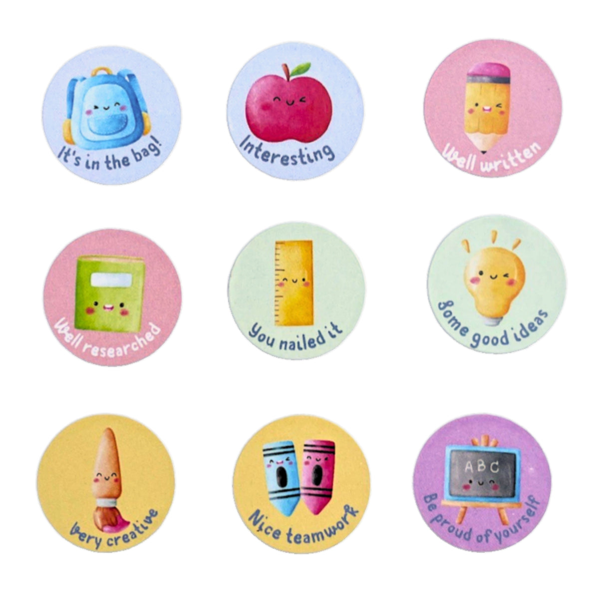 Stationery English Stickers — 540 circle stickers — 19.7mm wide — 5 x ...