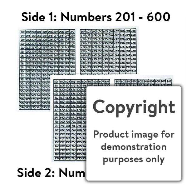 Number Chart: 201 - 600 and 601 - 1000 (A4 size)