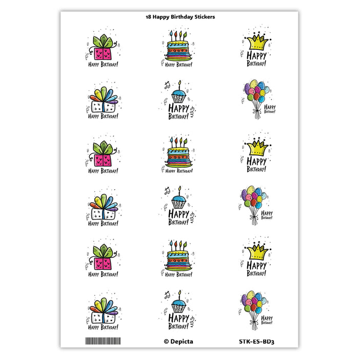 "Happy Birthday" Stickers - 4