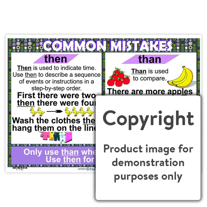 Common Mistakes - Then / Than Wall Charts And Posters