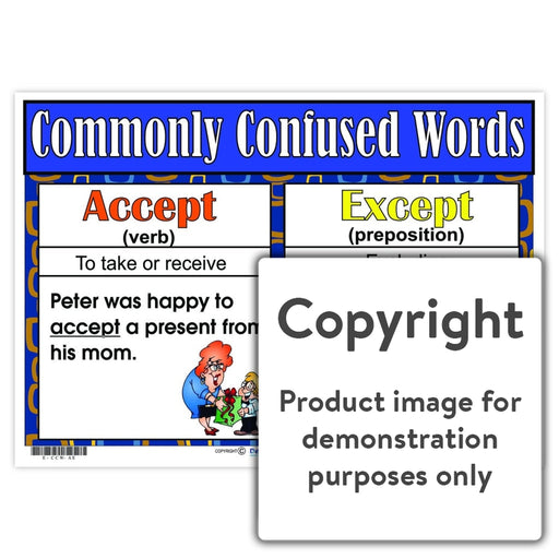 Commonly Confused Words - Accept/except Wall Charts And Posters