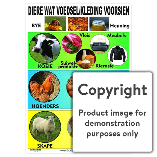 Diere Wat Voedsel / Kleding Voorsien Wall Charts And Posters