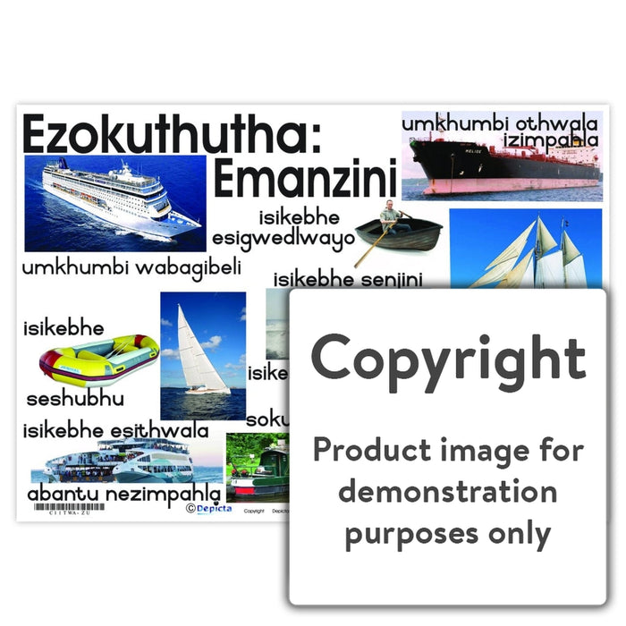 Ezokuthutha: Emanzini (Water Transport) Wall Charts And Posters