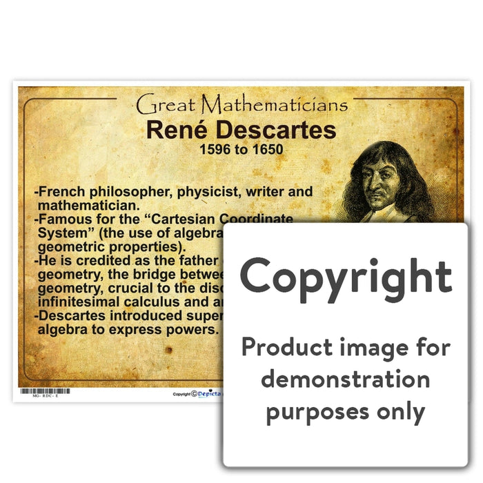 Great Mathematicians: Rene Descartes Wall Charts And Posters