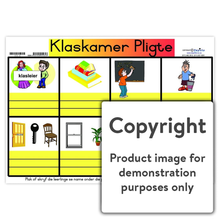 Klaskamer Pligte Wall Charts And Posters