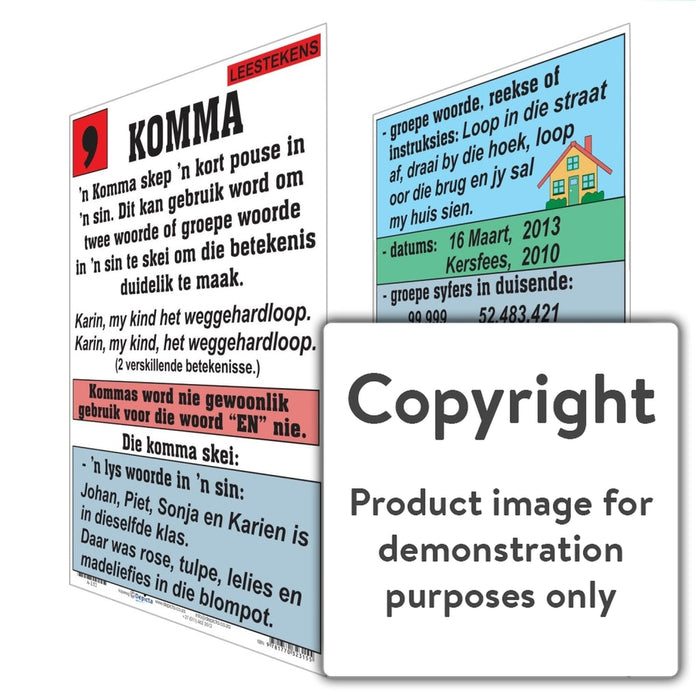 Leestekens: Komma Wall Charts And Posters