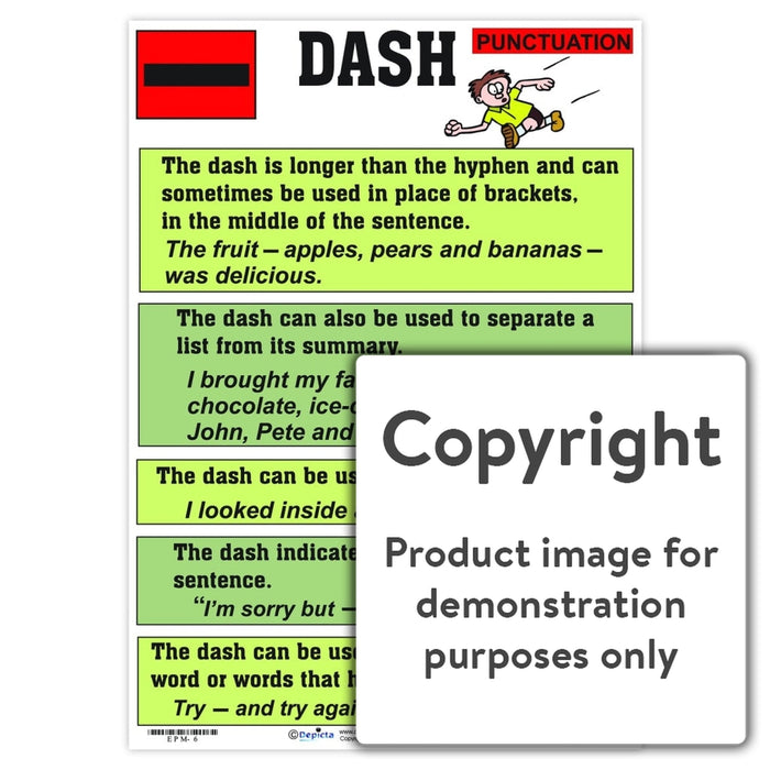 Punctuation: Dash Wall Charts And Posters