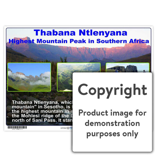 Thabana Ntlenyana - Highest Mountain Peak In Southern Africa Wall Charts And Posters