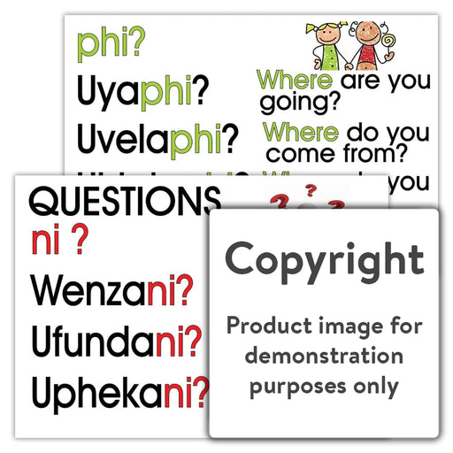 Zulu Questions - Ni And Phi (Zulu Language Chart) Wall Charts Posters
